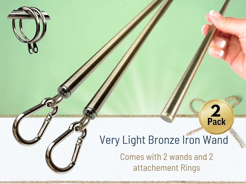 OooWow 36 inch (2 Pack) Light Bronze Iron Curtain Pull Wand - Drapery Pull Rod - Versatile Curtain Wand - Metal Drapery Wand (36in AB 2pk) - Image 2